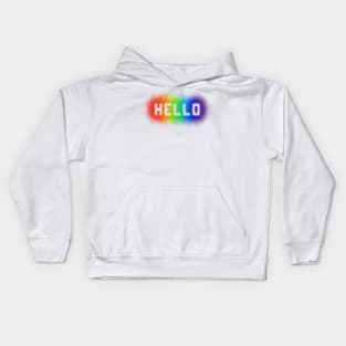 Blurry Stencilled Hello on Rainbow Spraypaint Kids Hoodie